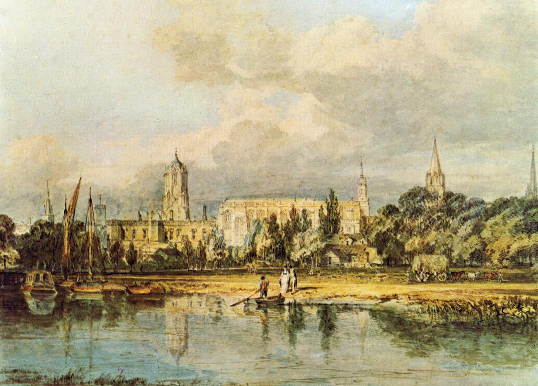 South View of Christ Church, from the Meadows by J. M. W. Turner. Turner artworks, Turner canvas art, J. M. W. Turner oil painting, Turner reproduction for sale. Landscape paintings, Turner art decor, Turner oil painting on canvas, Blue Surf Art
