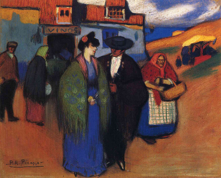 A spanish couple in front of inn by Pablo Picasso, Reproduction for Sale