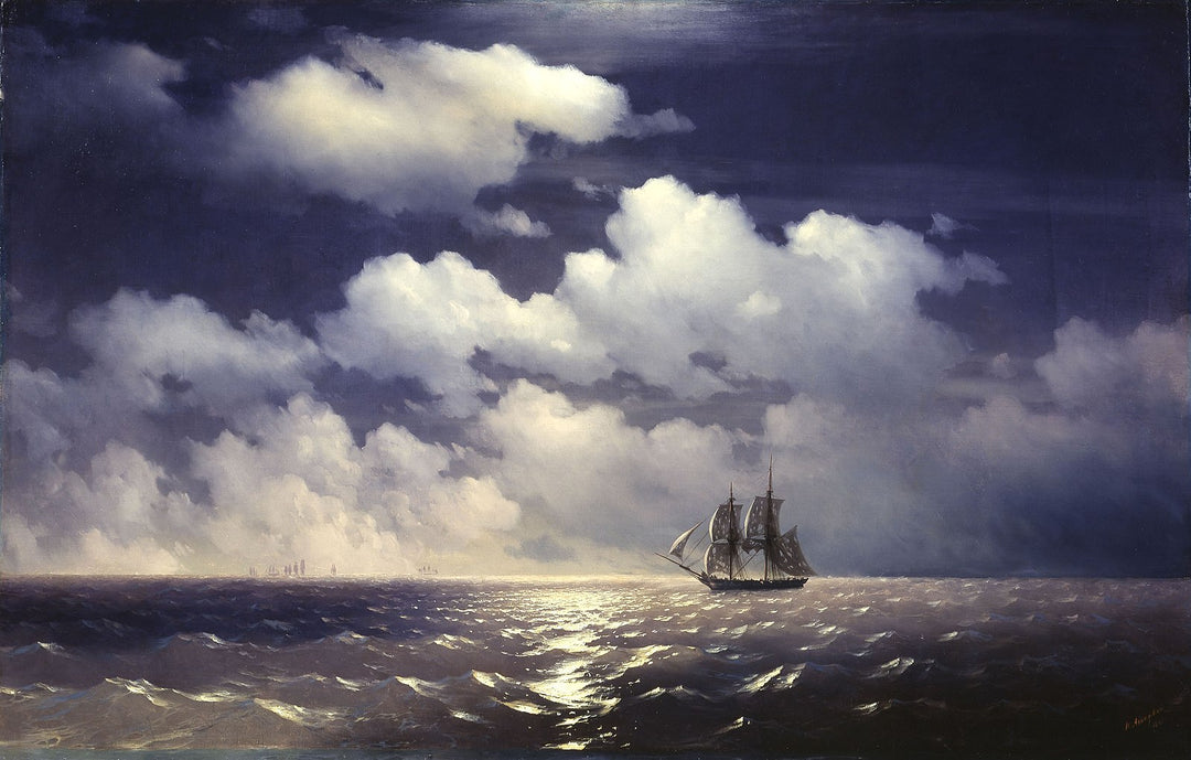 Brig "Mercury" after a victory over Two Turkish Ships Painting by Ivan Aivazovsky Reproduction