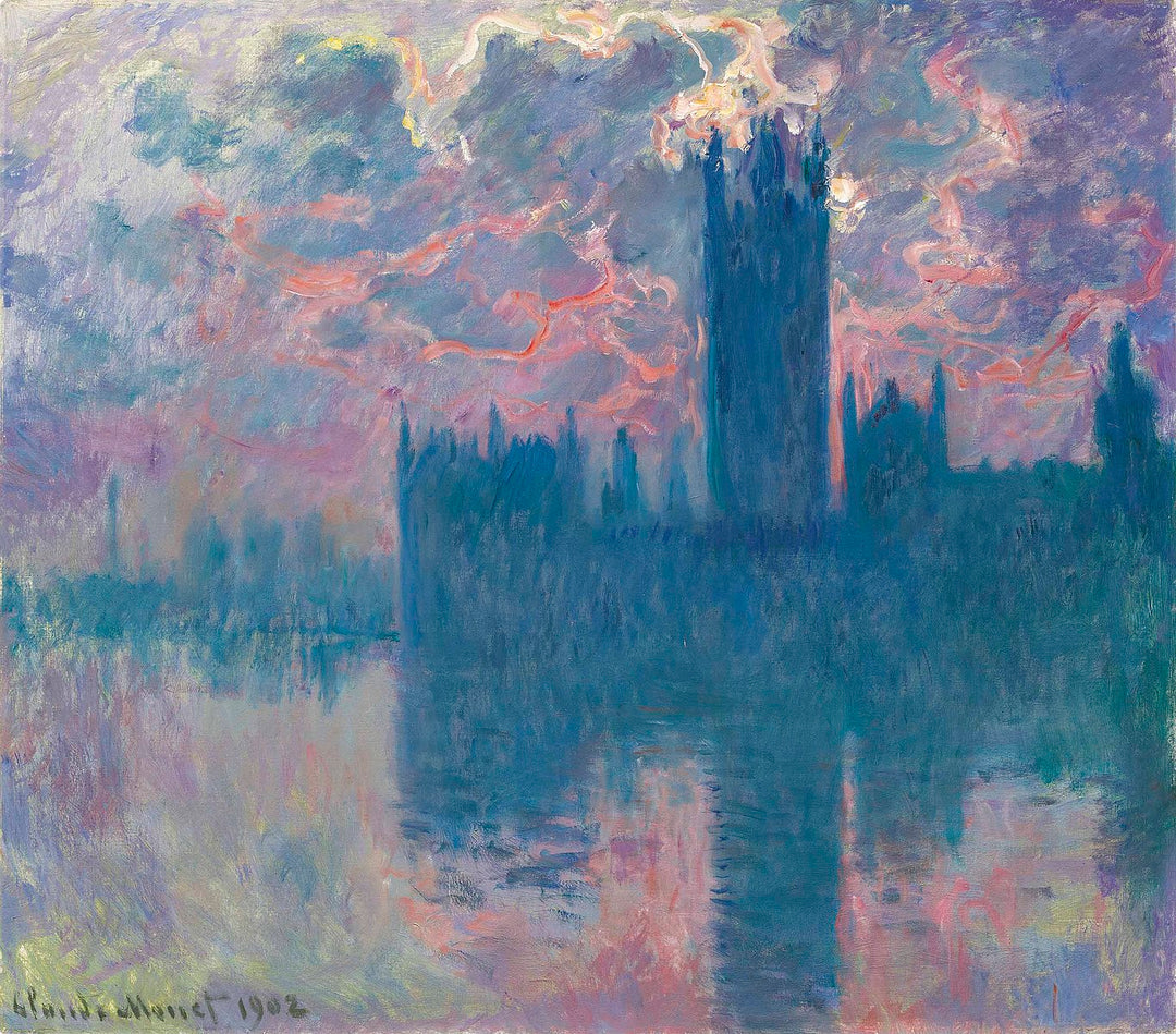Houses of Parliament, Parlement, coucher du soleil (sunset), 1902