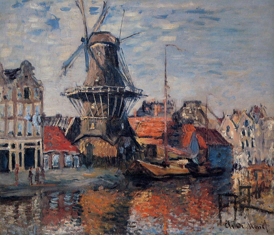Windmill on the Onbekende Canal, Amsterdam by Claude Monet. Monet artworks, Monet reproduction for sale