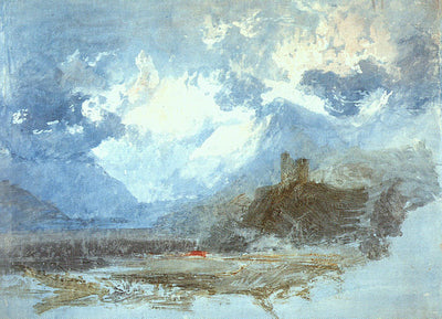Dolbadern Castle by J. M. W. Turner. Turner artworks, Turner canvas art, J. M. W. Turner oil painting, Turner reproduction for sale. Landscape paintings, Turner art decor, Turner oil painting on canvas, Blue Surf Art