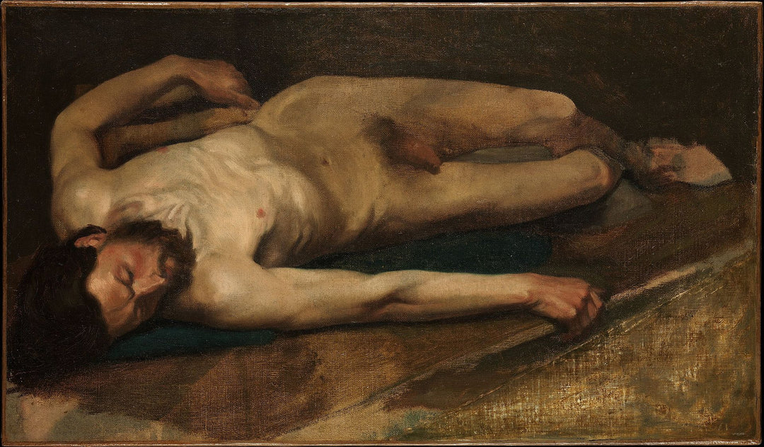 Male Nude, 1856 Painting by Edgar Degas Reproduction by Blue Surf Art