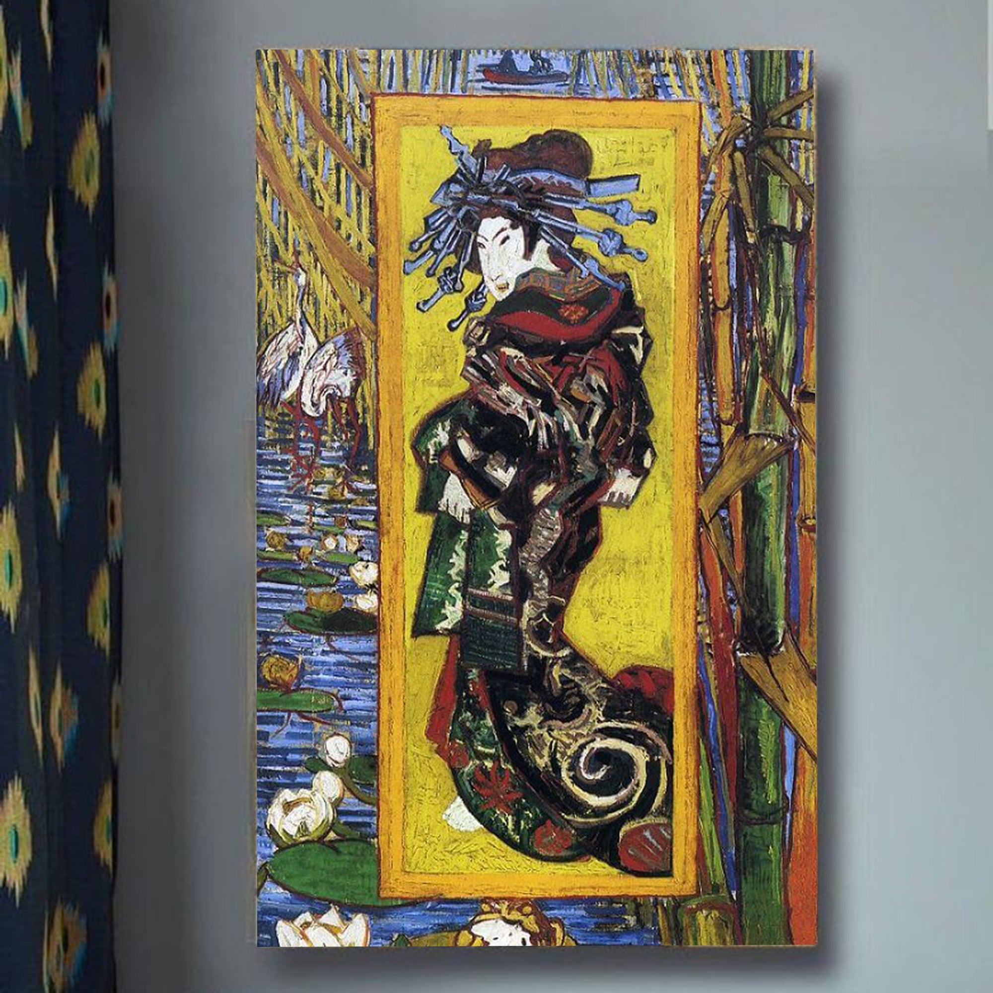 Japonaiserie Oiran by Vincent Van Gogh I Blue Surf Art
