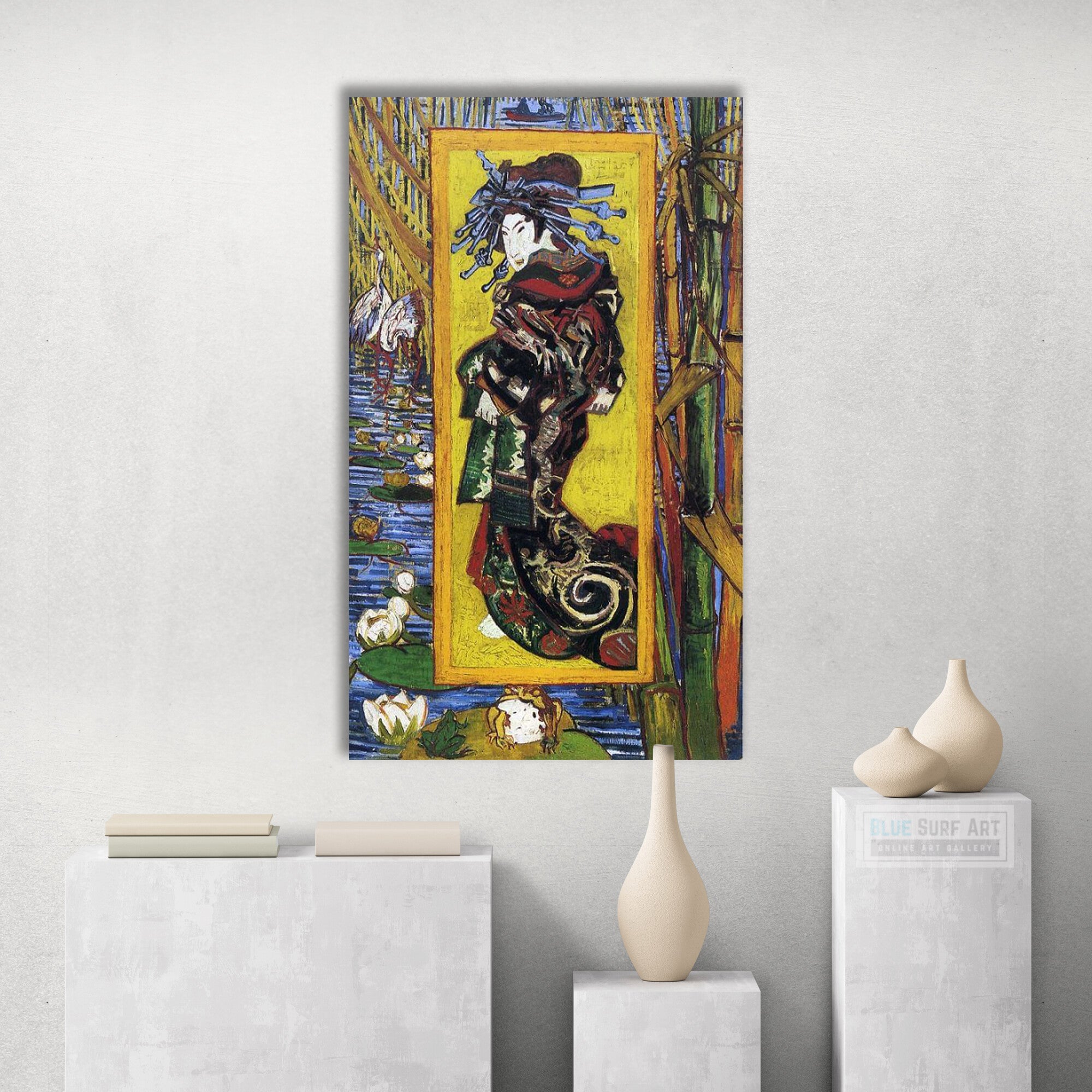 Japonaiserie Oiran by Vincent Van Gogh I Blue Surf Art
