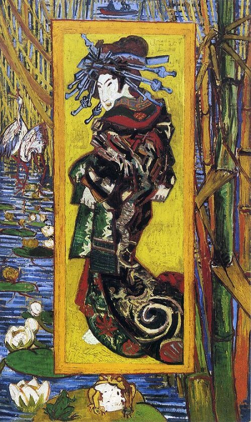 Japonaiserie Oiran by Vincent Van Gogh I Blue Surf Art