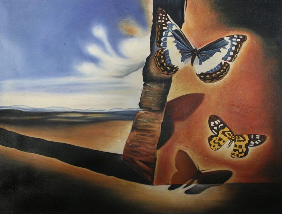 Landscape with Butterflies by Salvador Dalí Reproduction for Sale - Blue Surf Art