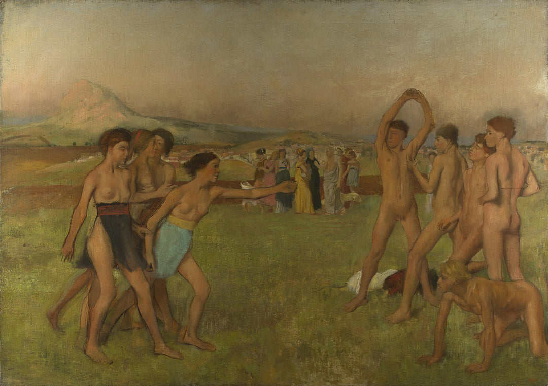 Young Spartans Exercising, c. 1860–1862 Painting by Edgar Degas Reproduction by Blue Surf Art .com