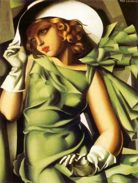 Girl with Gloves Painting by Tamara de Lempicka Reproduction Wall Art - Blue Surf Art