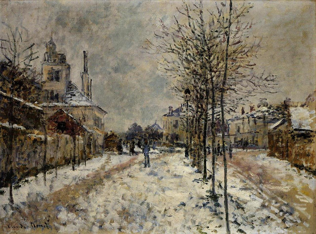 Snow Effect, The Boulevard de Pontoise at Argenteuil by Claude Monet. Monet artworks. Monet reproduction for sale