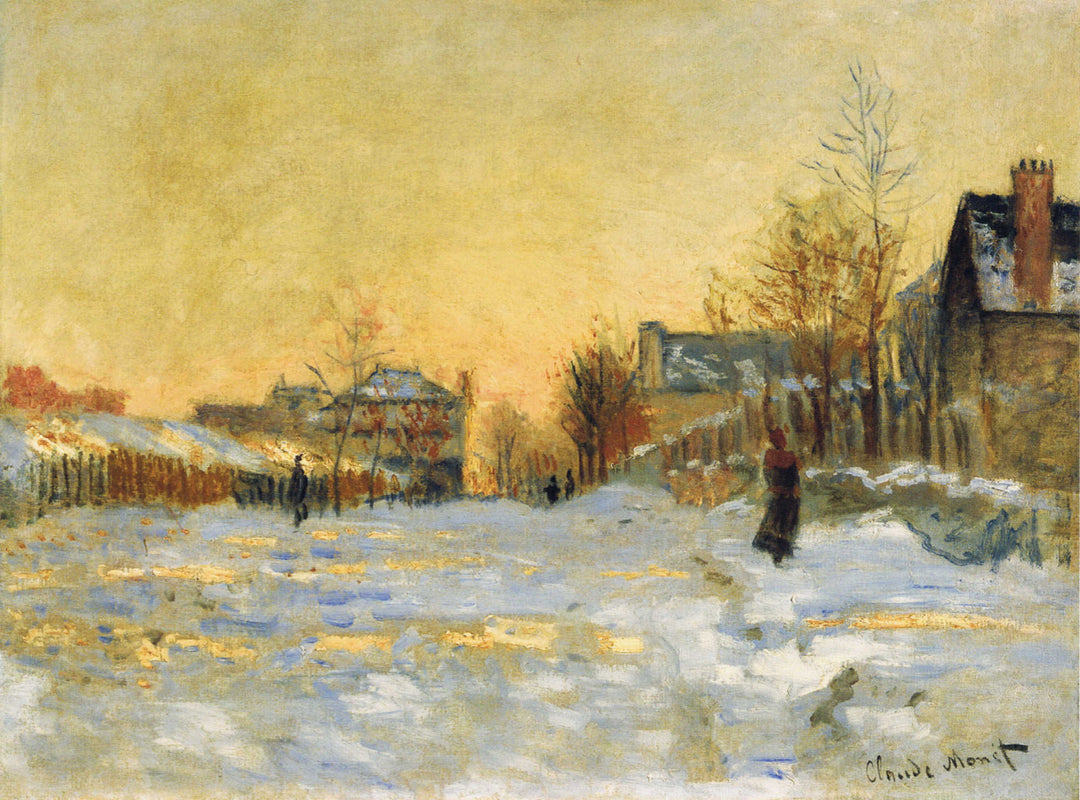 Snow Effect, The Street in Argenteuil by Claude Monet. Monet artworks for sale. Reproduction painting