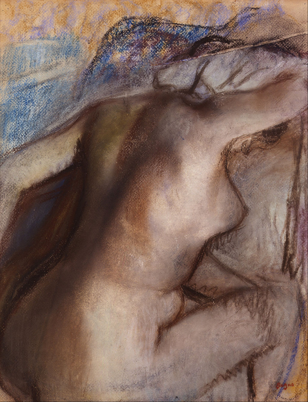 After the Bath Woman Drying Herself Painting by Edgar Degas Reproduction by Blue Surf Art .com