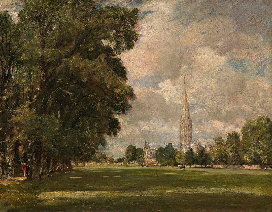 Salisbury Cathedral from Lower Marsh Close by John Constable Reproduction Painting for Sale - Blue Surf Art