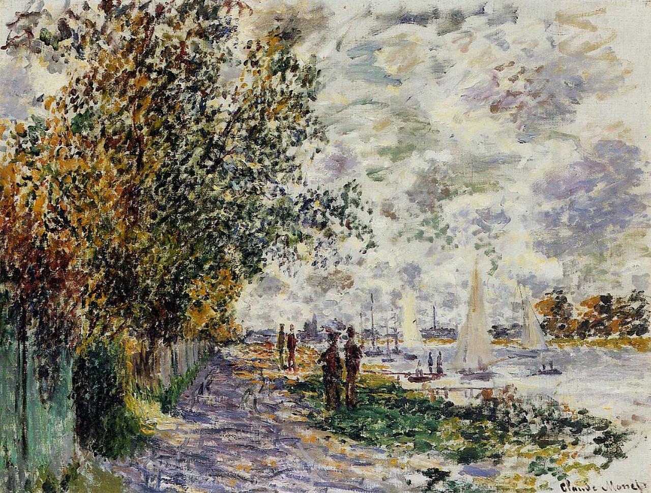 The Riverbank at Petit-Gennevilliers by Claude Monet. Monet artworks, Monet reproduction for sale