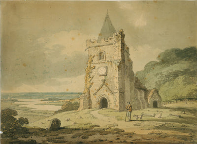 An Old Church by J. M. W. Turner. Turner artworks, Turner canvas art, J. M. W. Turner oil painting, Turner reproduction for sale. Landscape paintings, Turner art decor, Turner oil painting on canvas, Blue Surf Art