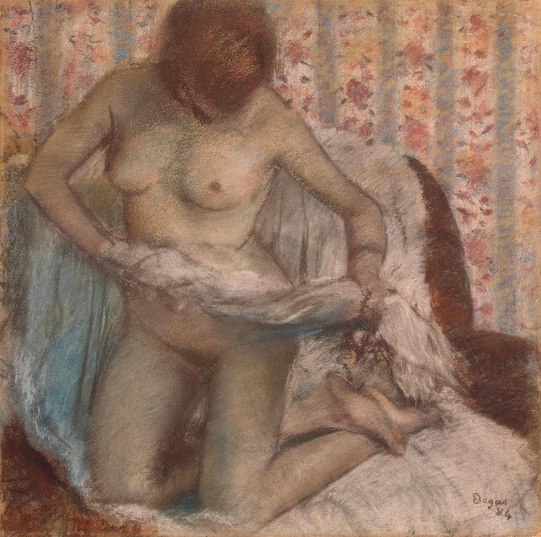 Kneeling Woman, 1884 Painting by Edgar Degas Reproduction by Blue Surf Art