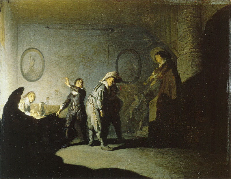 Interior with figures, called La main chaude Painting by Rembrandt Reproduction for Sale