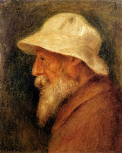 Self-Portrait with a White Hat by Pierre-Auguste Renoir Reproduction for Sale by Blue Surf Art