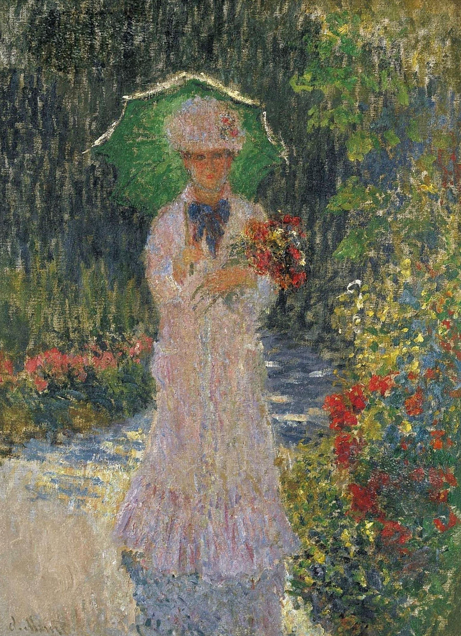 Camille with Green Parasol by Claude Monet. Monet canvas art, monet oil painting on canvas, monet reproduction painting for sale