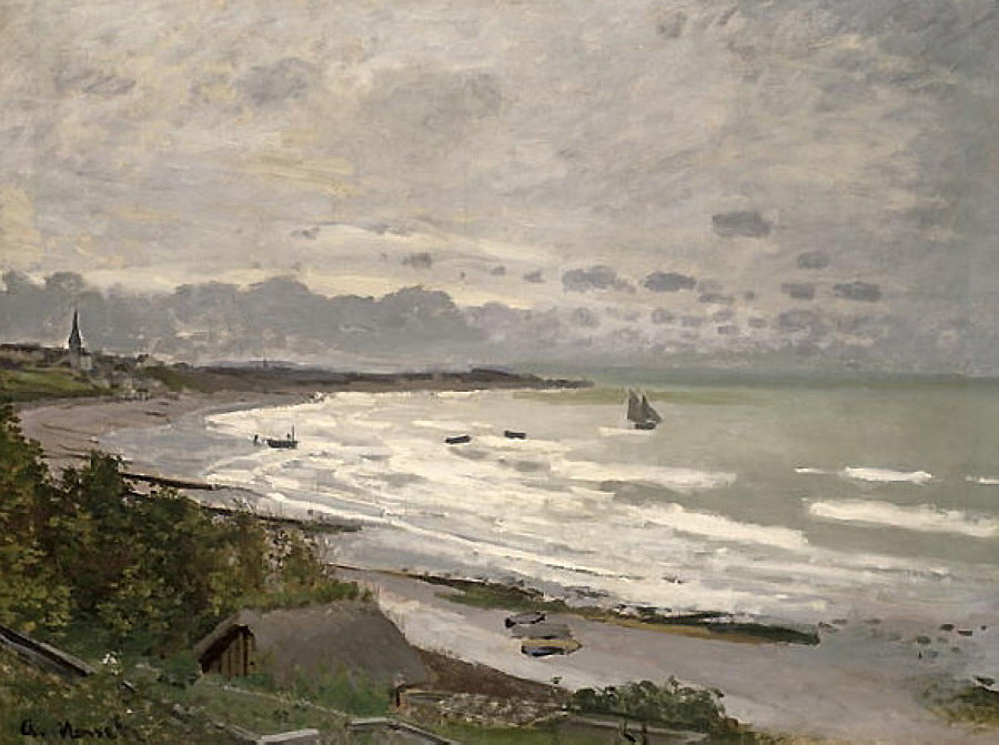 The Beach at Saint-Adresse by Claude Monet. monet artworks, monet canvas art, monet reproduction for sale