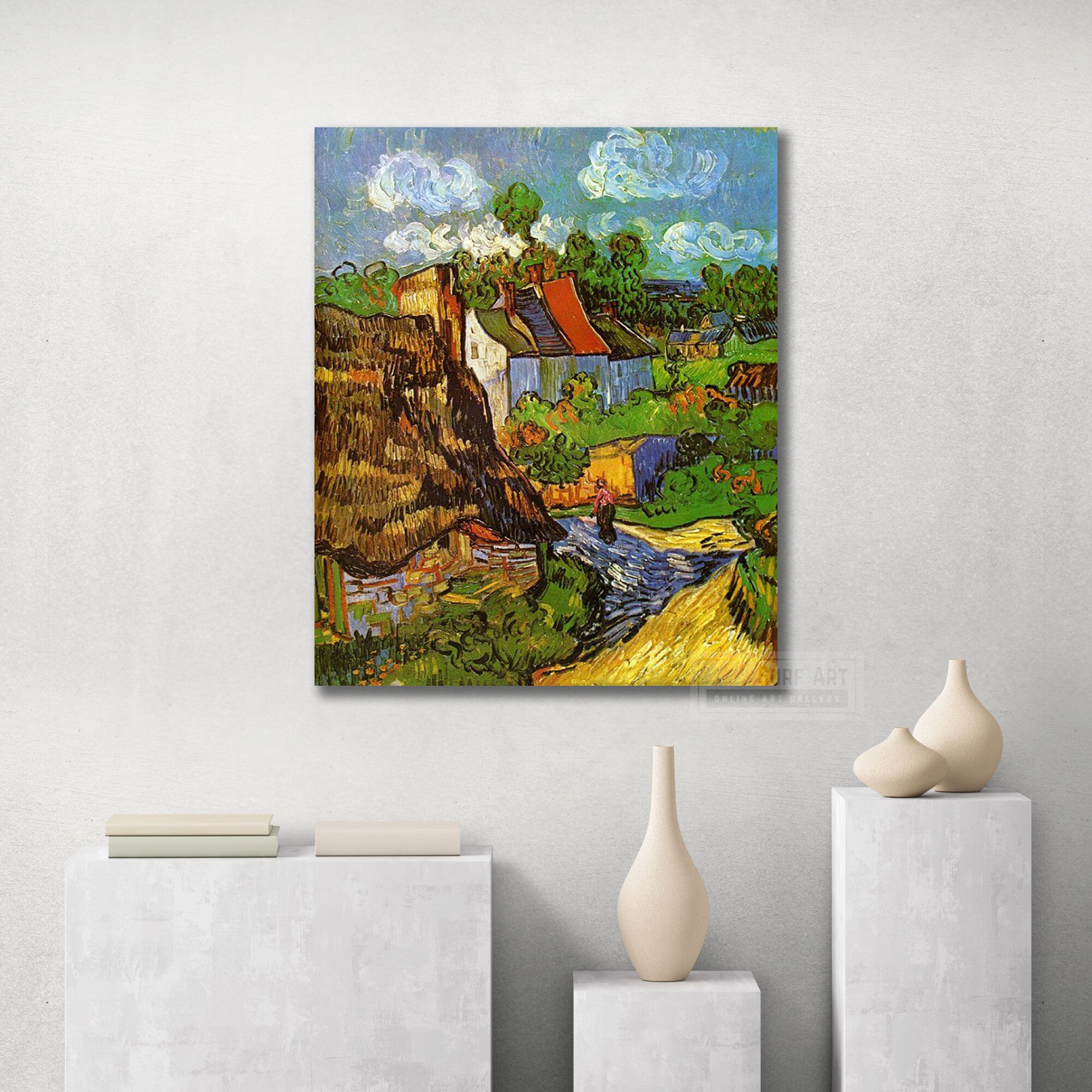 Houses in Auvers, 1890 by Van Gogh Reproduction for Sale - Blue Surf Art