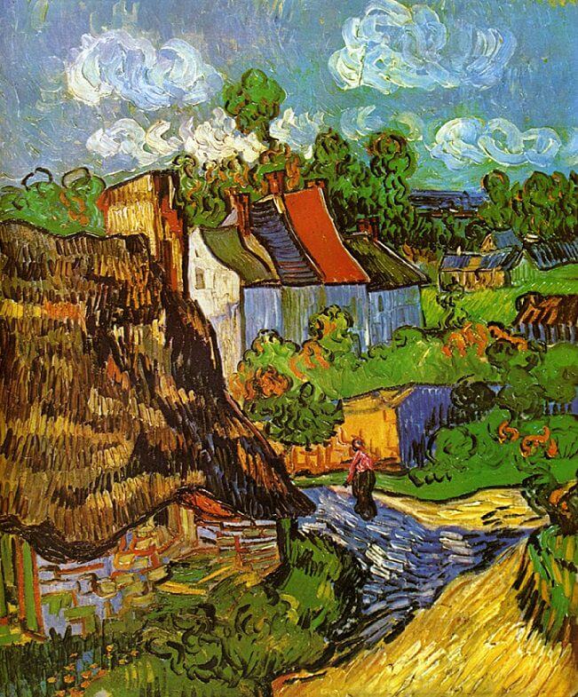Houses in Auvers, 1890 by Van Gogh Reproduction for Sale - Blue Surf Art