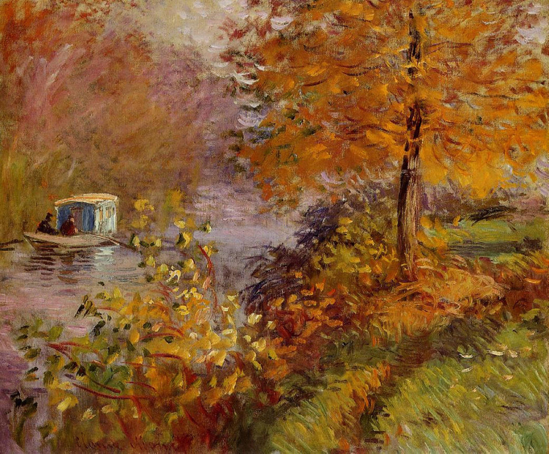 The Studio Boat by Claude Monet. monet artworks, monet canvas art, monet reproduction for sale. monet wall art