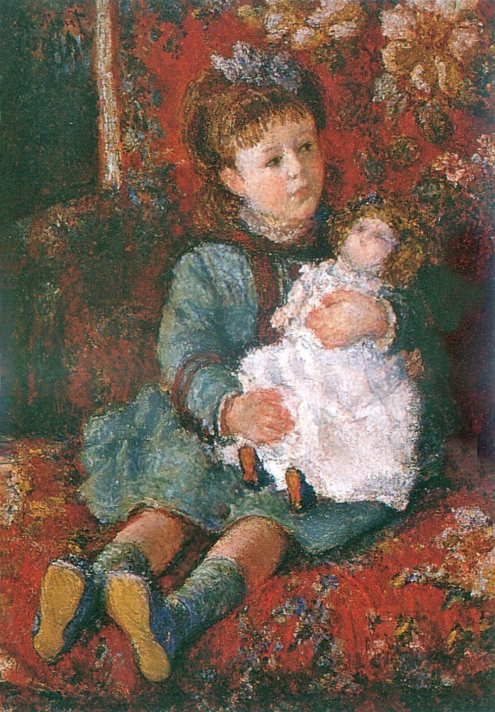 Portrait of Germaine Hoschede with a Doll by Claude Monet. monet canvas, monet artworks, monet reproduction, monet wall art