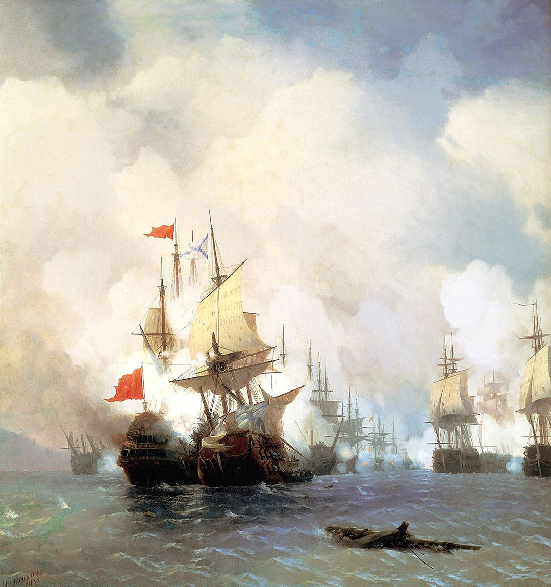 Battle of Chios on 24 June, 1770 Painting by Ivan Aivazovsky Reproduction