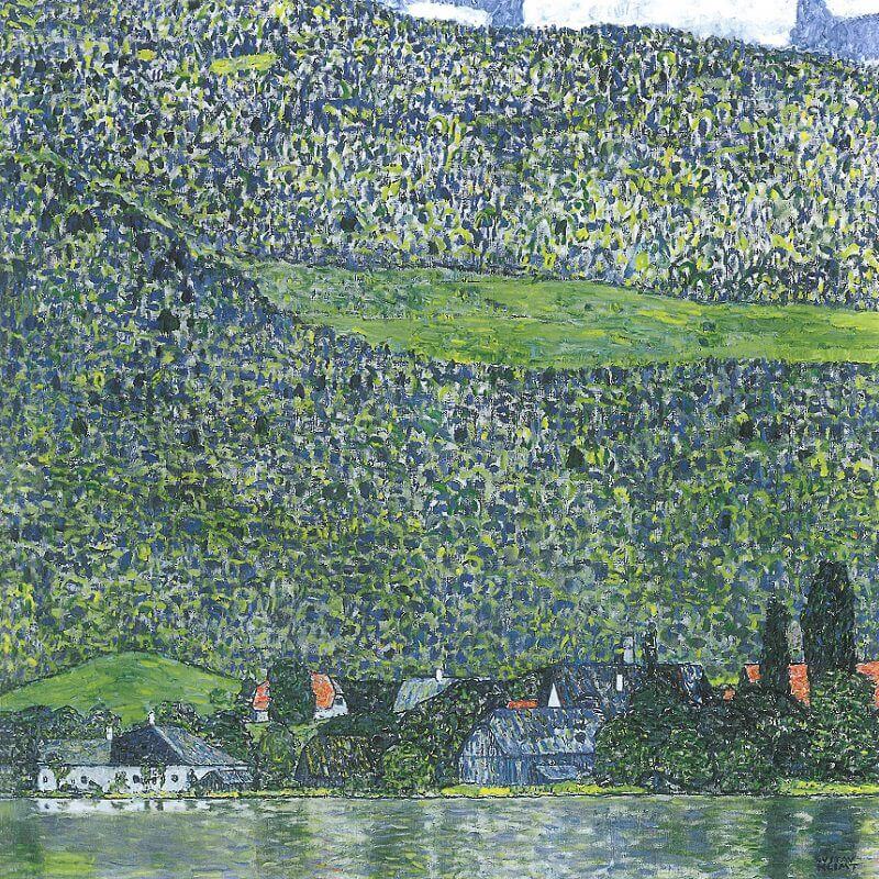 Unterach on Attersee, 1915 by Gustav Klimt. Gustav Klimt artwork, Klimt famous art, Klimt paintings, Klimt wall art, Klimt canvas art, Klimt popular art, Klimt art decor, Klimt reproduction, Klimt oil paintings, Klimt Oil paints, Klimt home decor.