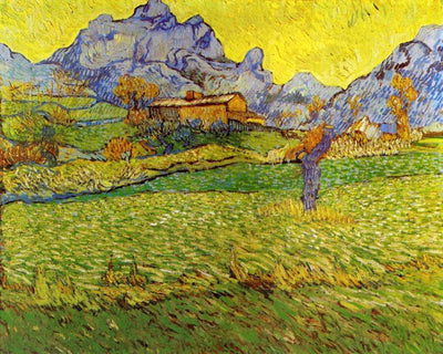 A Meadow in the Mountains: Le Mas de Saint-Paul, 1889 by Van Gogh Reproduction for Sale - Blue Surf Art