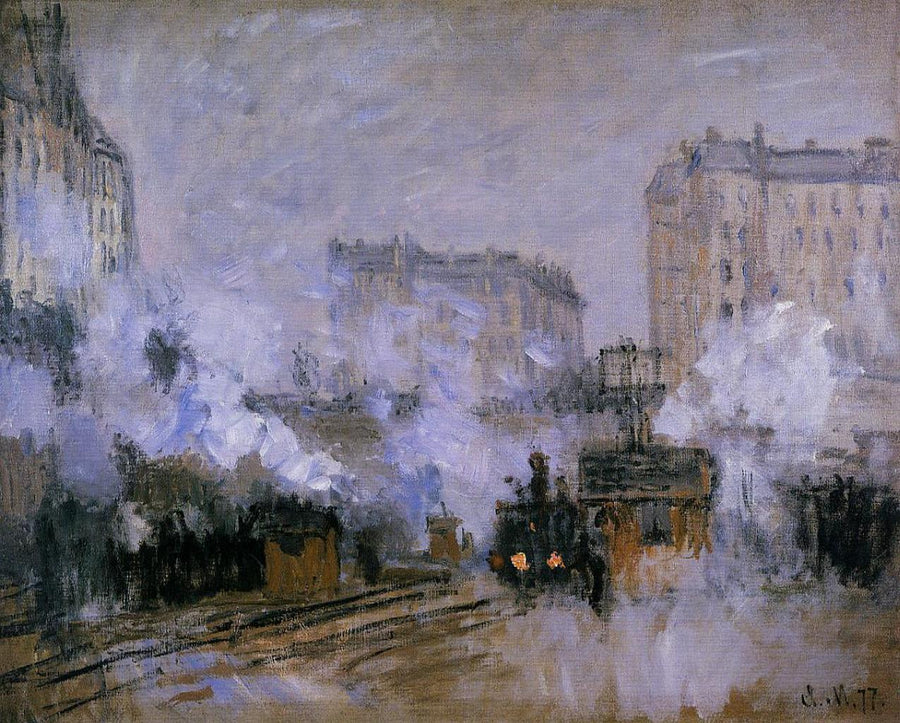 Saint-Lazare Station, Arrival of a Train by Claude Monet. monet canvas, monet wall art, monet reproduction for sale