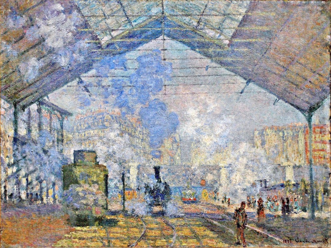 Saint-Lazare Station, Exterior View by Claude Monet. monet canvas art, monet wall art, monet reproduction painting for sale