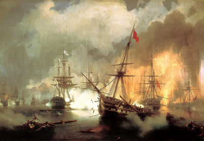 Sea battle at Navarino on October 20 1827 Painting by Ivan Aivazovsky Reproduction