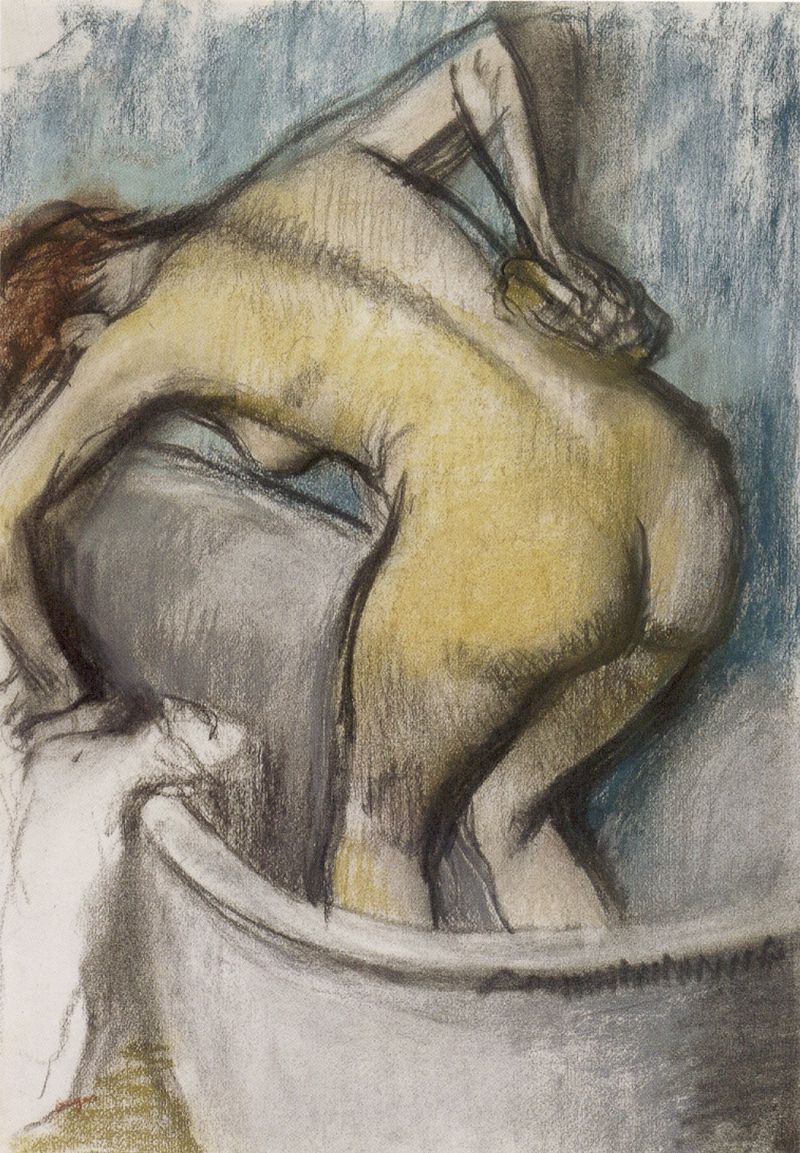 The Bath: Woman Sponging Her Back, c. 1887 Painting by Edgar Degas Reproduction by Blue Surf Art .com