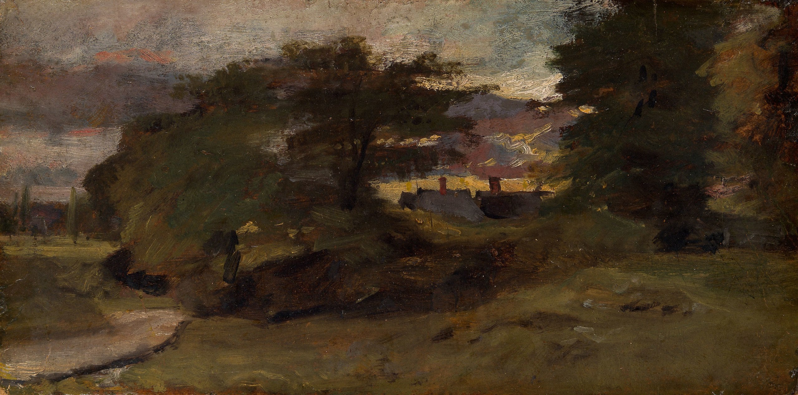 Landscape with Cottages by John Constable Reproduction Painting for Sale - Blue Surf Art