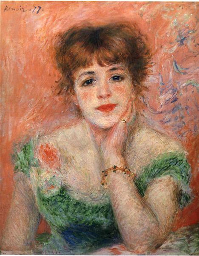 Jeanne Samary in a Low Necked Dress by Pierre-Auguste Renoir Reproduction for Sale by Blue Surf Art