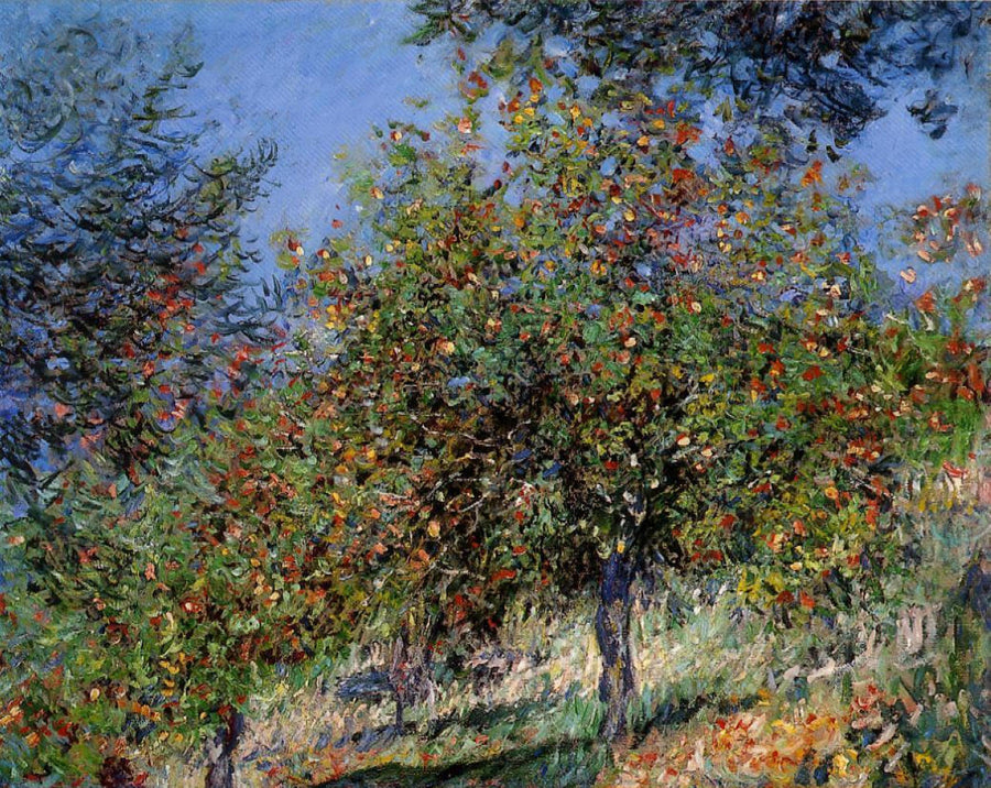 Apple Trees on the Chantemesle Hill by Claude Monet. Monet reproduction for sale, monet canvas art, monet artworks, monet canvas