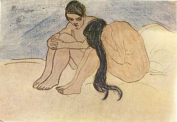 Man and Woman by Pablo Picasso. Picasso artworks, Picasso wall art, Picasso canvas art, Picasso reproduction for sale, Picasso oil painting on canvas, Blue Surf Art