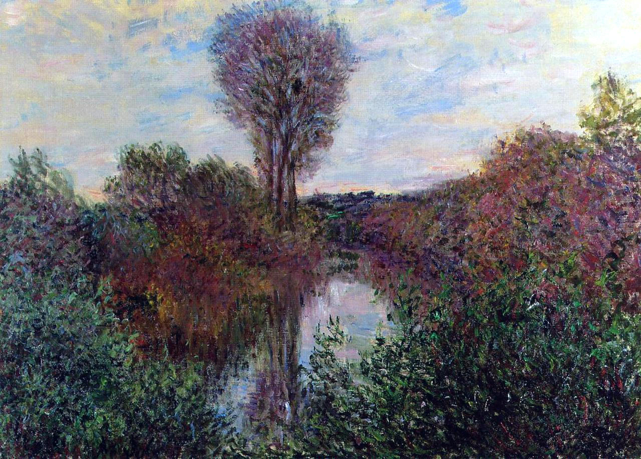 Small Branch of the Seine by Claude Monet. monet canvas, monet wall art, monet artworks, monet reproduction for sale. Blue Surf Art