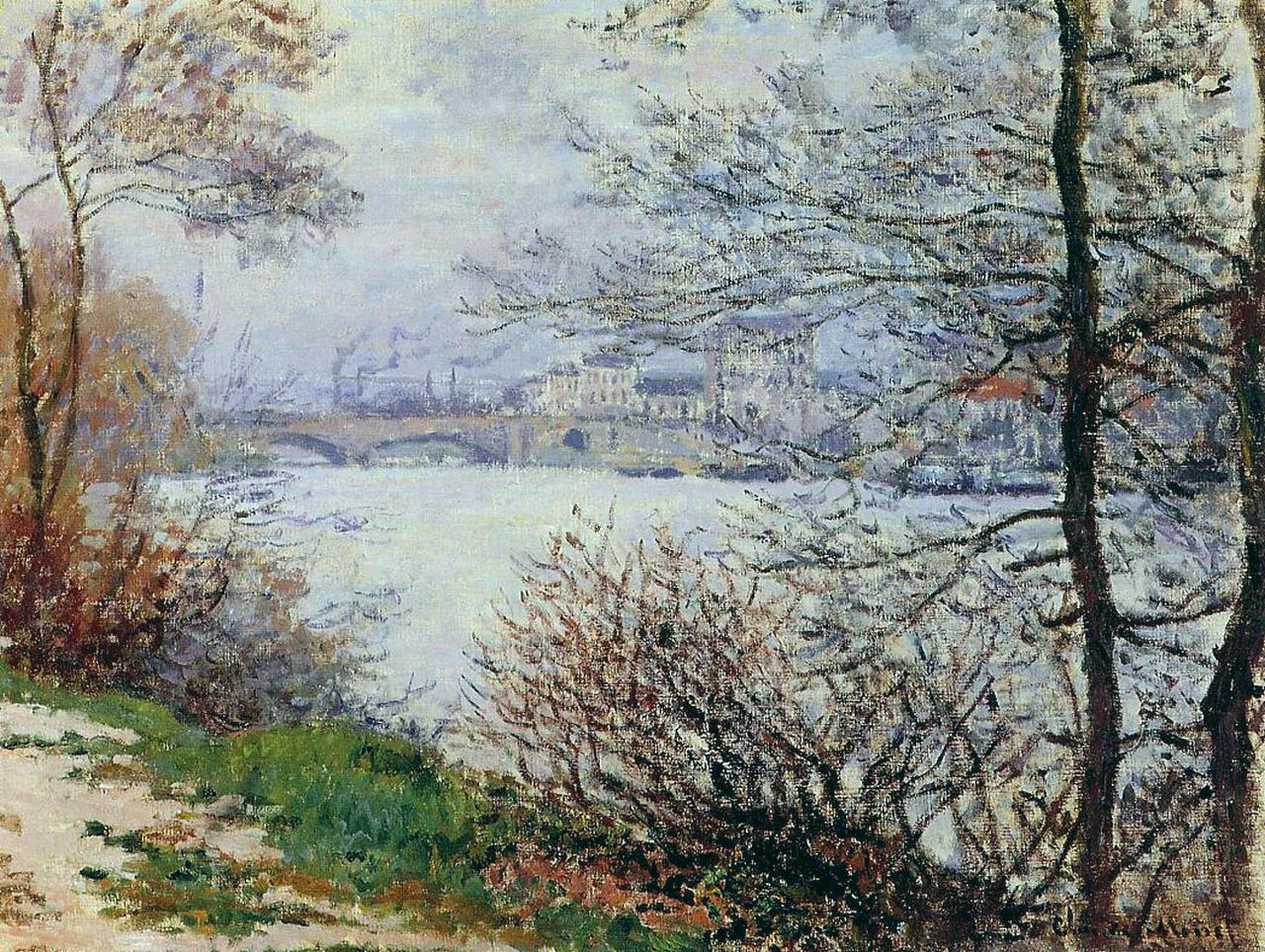 The Banks of the Seine, Ile de la Grande-Jatte by Claude Monet. Monet canvas art, Monet wall art, Monet reproduction for sale. Blue Surf Art