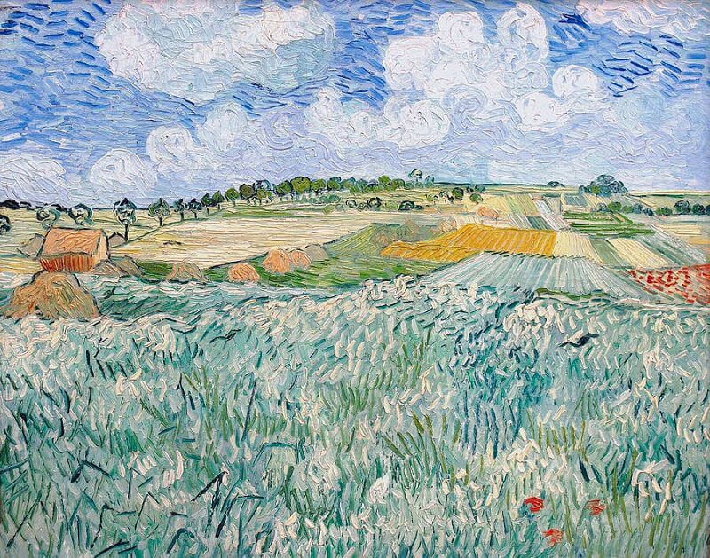 Landscape near Auvers: Wheatfields , 1888 by Van Gogh Reproduction for Sale - Blue Surf Art