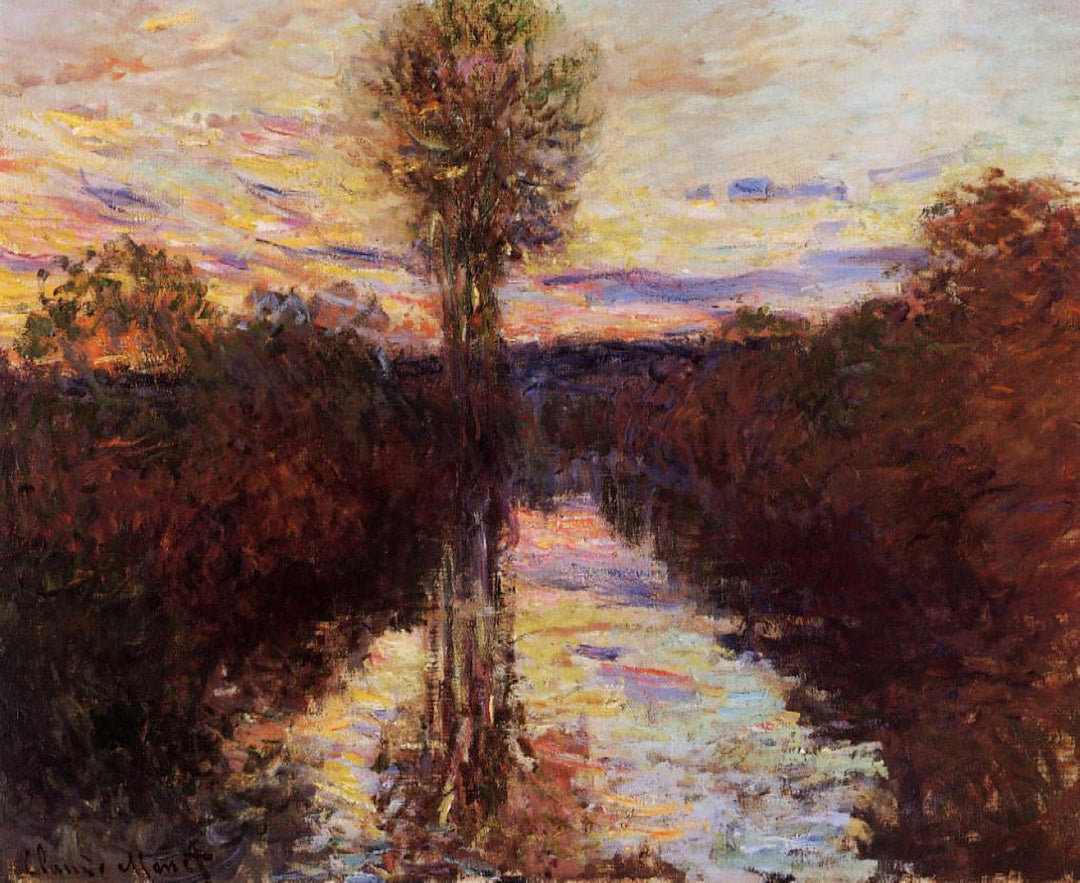 The Small Arm of the Seine at Mosseaux, Evening by Claude Monet.