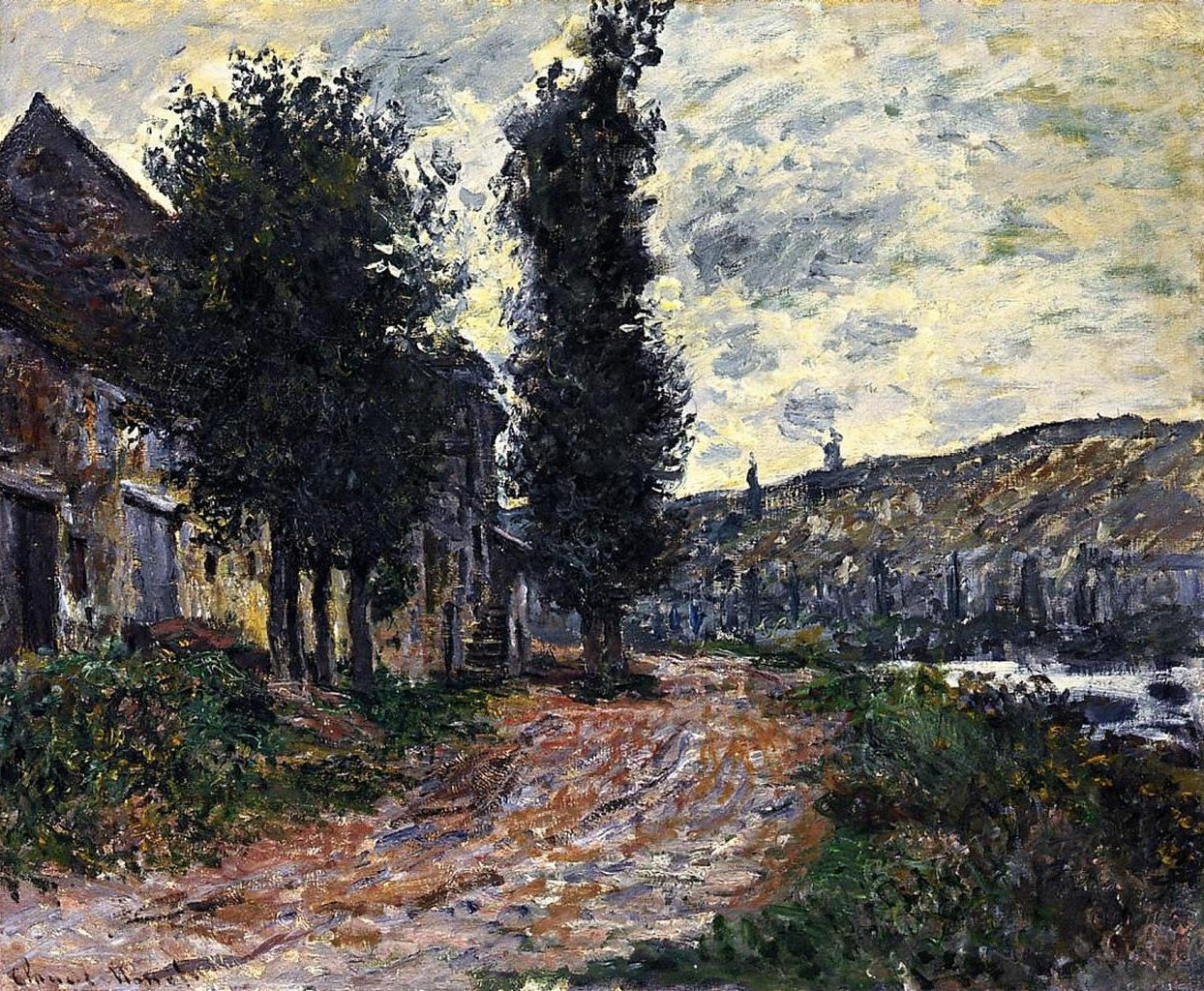 Tow Path at Lavacourt by Claude Monet. Monet reproduction for sale. Blue Surf Art