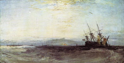 A Ship Aground by J. M. W. Turner. Turner artworks, Turner canvas art, J. M. W. Turner oil painting, Turner reproduction for sale. Landscape paintings, Turner art decor, Turner oil painting on canvas, Blue Surf Art