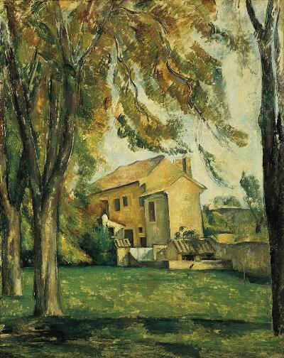 Farmhouse and Chestnut Trees at Jas de Bouffan by Paul Cézanne Reproduction for Sale - Blue Surf Art