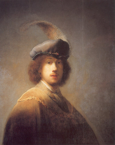 Self-portrait with Plumed Beret Painting by Rembrandt Reproduction for Sale