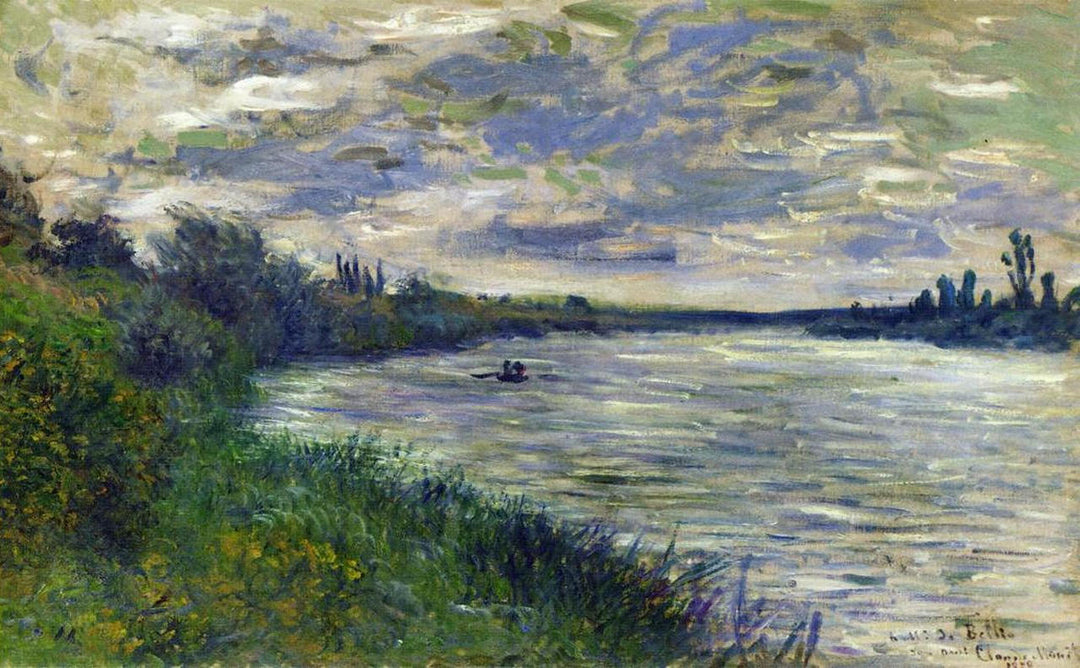 The Seine near Vetheuil, Stormy Weather by Claude Monet. Blue Surf Art