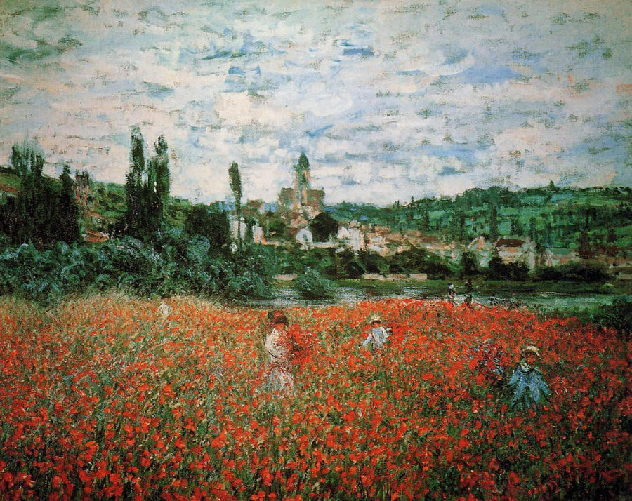 Poppy Field near Vetheuil by Claude Monet. Blue Surf Art