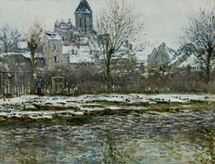 The Church at Vetheuil under Snow by Claude Monet. Blue Surf Art